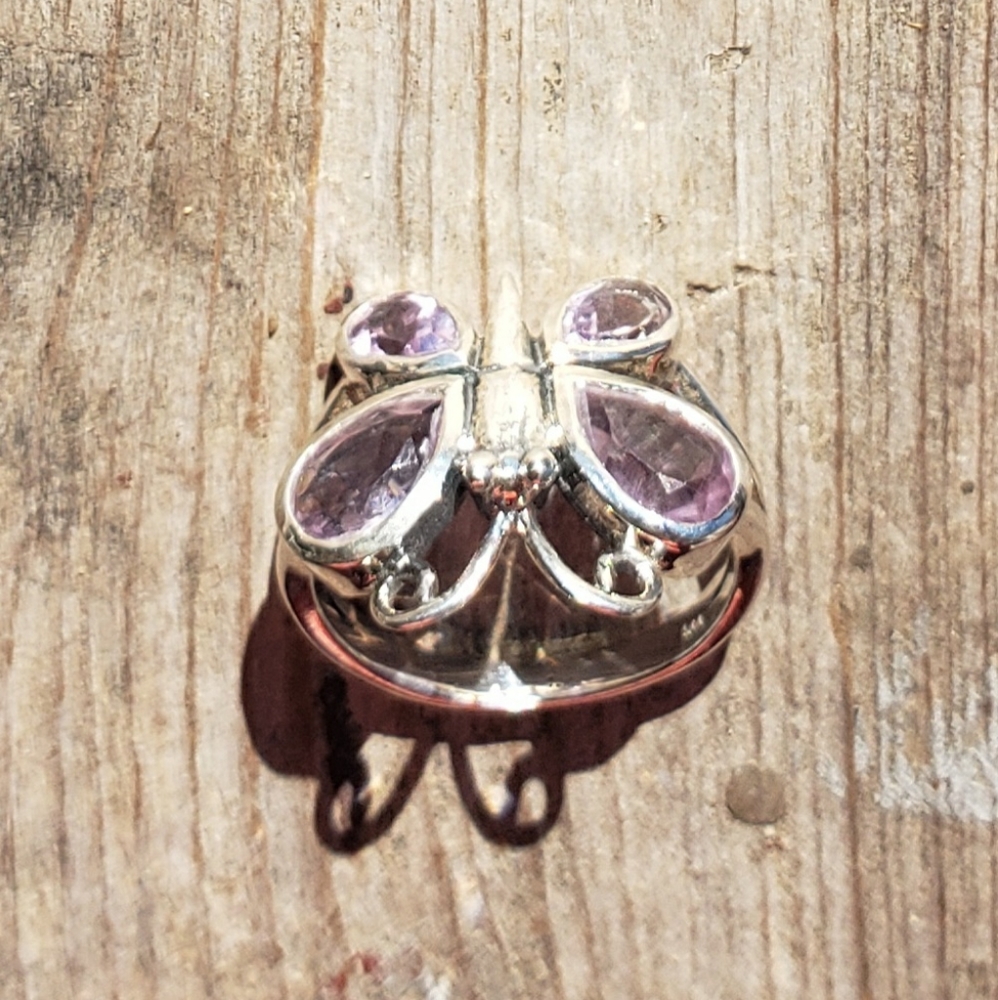 Amethyst Butterfly Ring ~ Solid 925 Silver ~ Natu… - image 3
